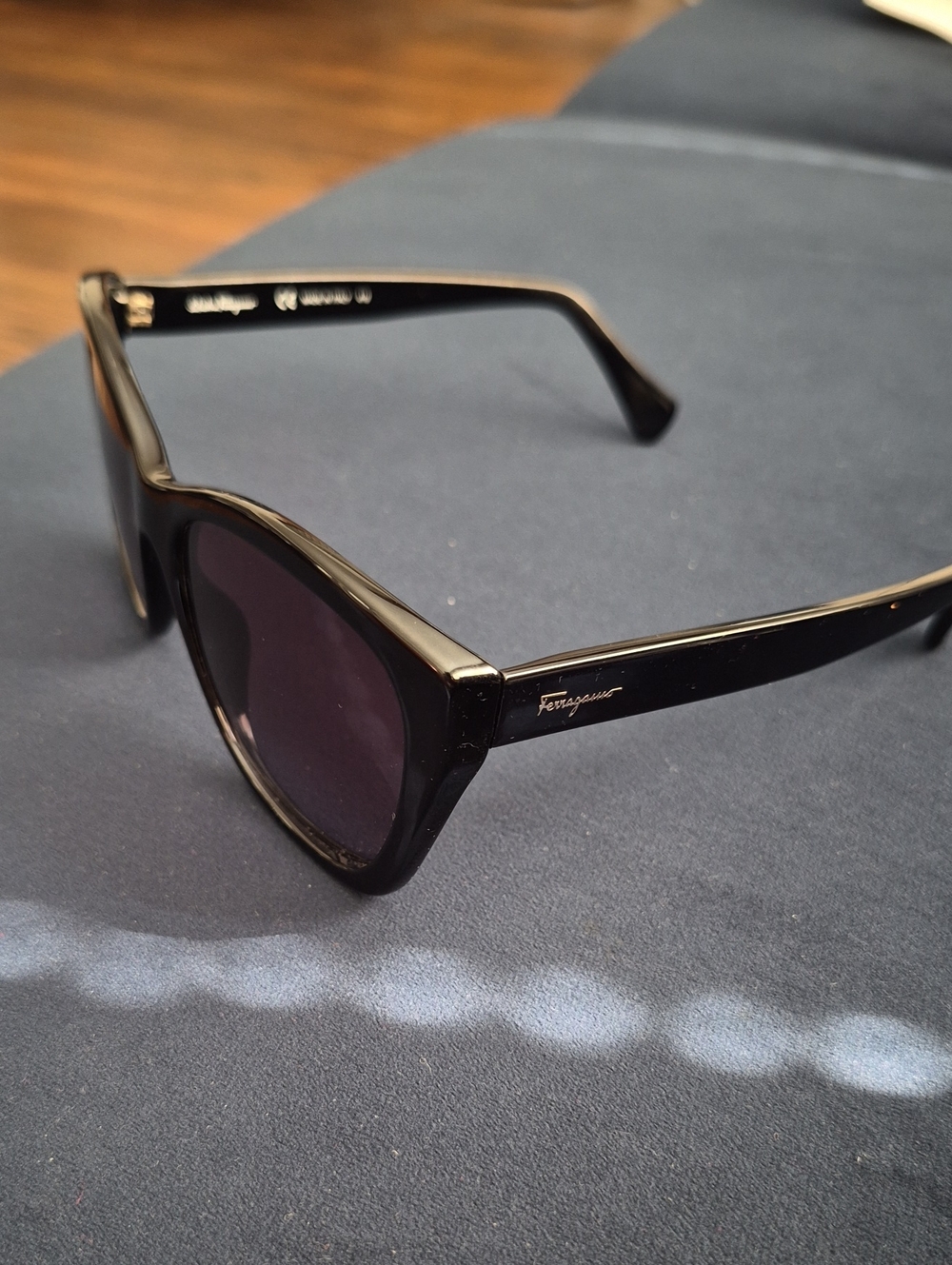 Salvatore Ferragamo Black Sunglasses with Dark Lenses